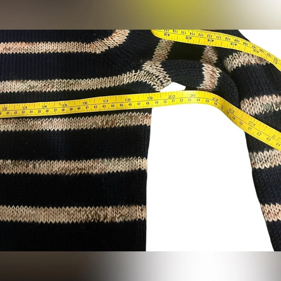 Madewell Striped Metcalf Mockneck Sweater, Blue/ Tan Striped, Sz S - Picture 7 of 8